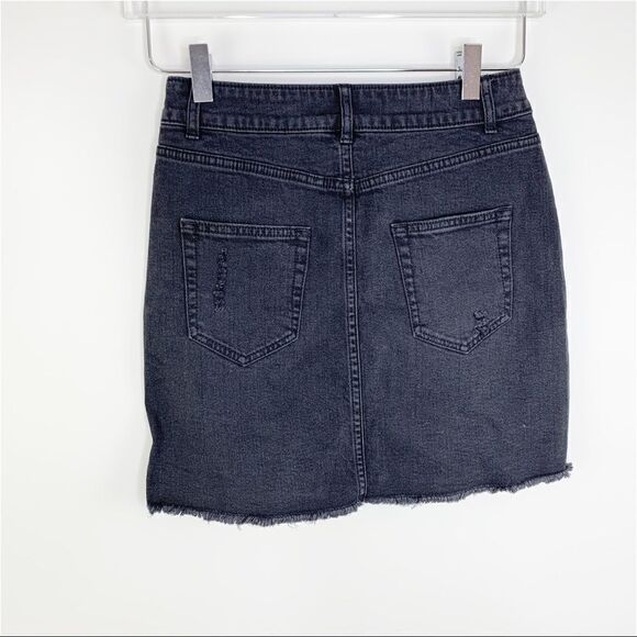 NEW Wild Fable Women's Black Mini Distressed Split Front Jean Skirt Size 2 - Picture 4 of 10